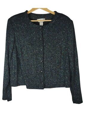 Ronni Nicole Sparkle Jacket Black 20W Button Black Tie Evening Cocktail Vintage